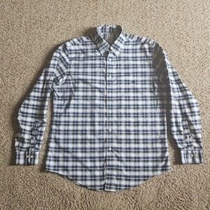 Brooks Brothers Shirt Mens Large Blue Green Check Button Regent Supima Cotton